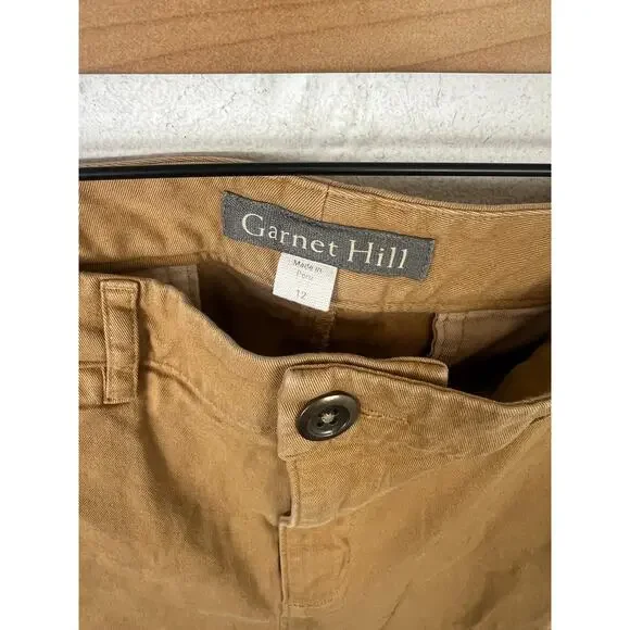 Garnet Hill Women's Wide Leg Chino Pant Low Rise Cotton Brown Size 12 - Picture 3 of 6